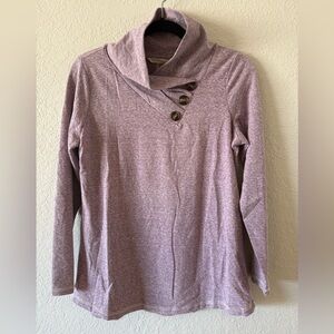 NWT Soft Surroundings Brinley Long Sleeve Knit Top Size PS Pleated Cowl Neck